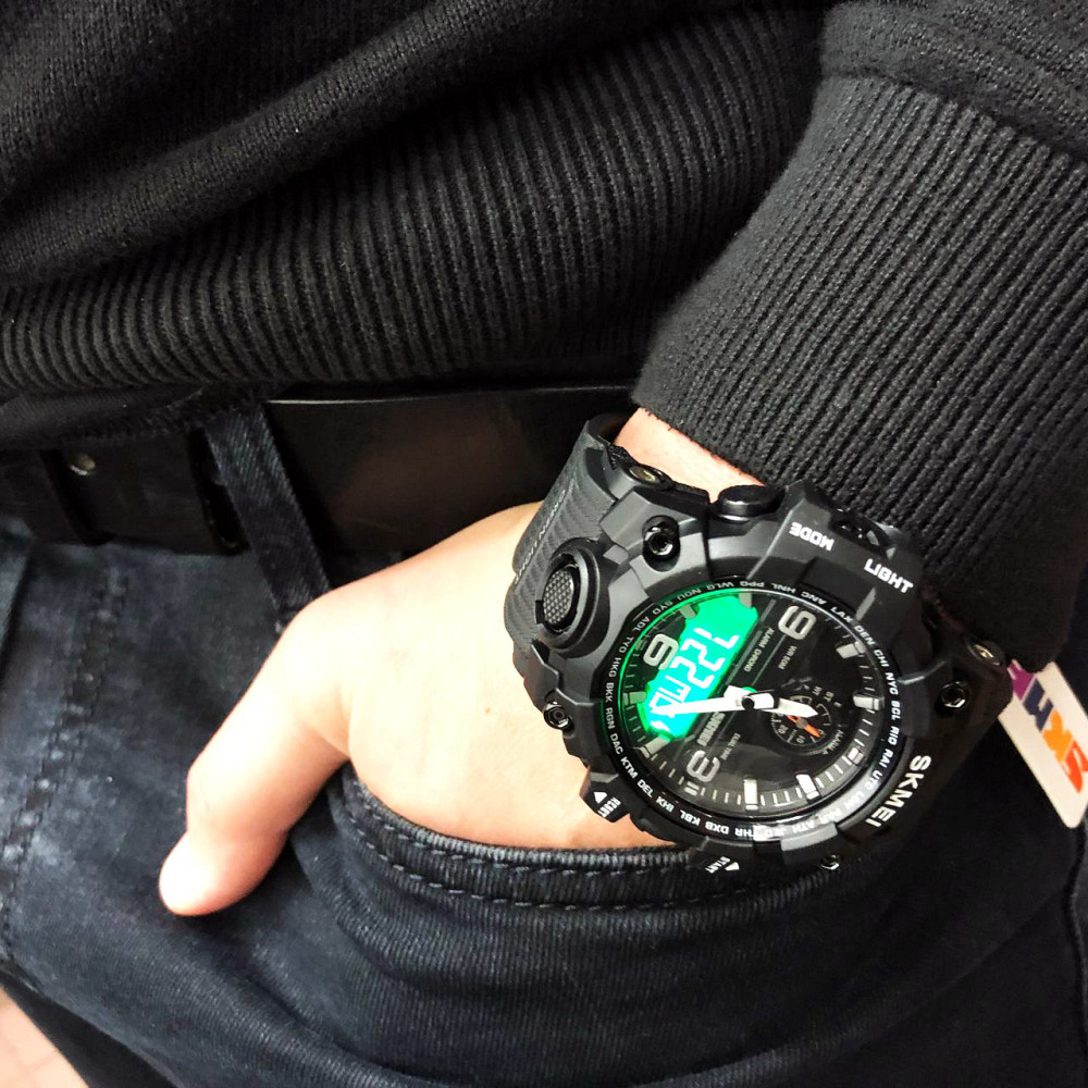 Наручные часы с электронным механизмом SKMEI 1586BK BLACK, Военные часы спецслужб SP-57 Львов - изображение 6