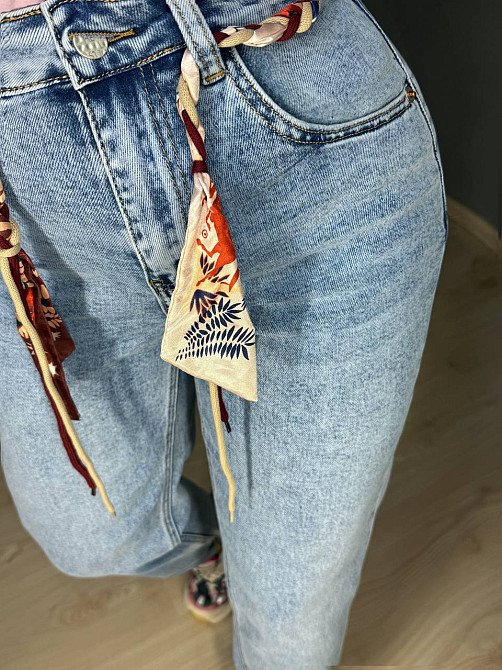 Джинси жіночі Dragon 8321 MOM jeans з поясом стрейчеві блакитні, блакитний, 29, 29, 76 см, 102 см Київ - фото 2