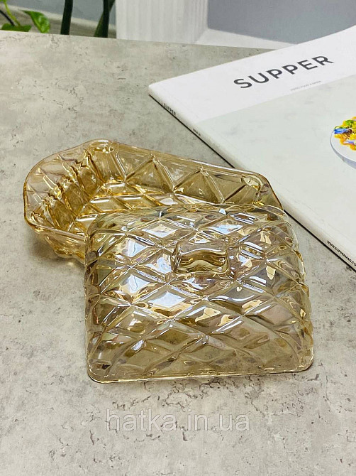 Масленка стеклянная янтарная  