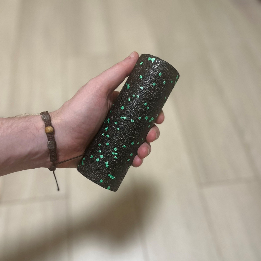 Массажный ролик, валик для массажа спины (массажер для спины, шеи, ног) PowerPlay Mini Roller Черно/Зелёный Киев - изображение 6