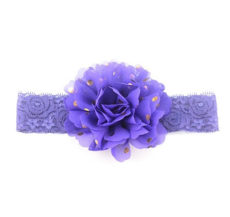 Дитяча фіолетова пов'язка на голову - окружність голови приблизно 40-52см, діаметр квітки 10см Київ - фото 1