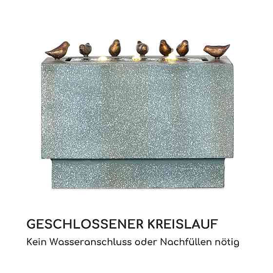 Садовый фонтан Waterbirds LED 60 x 47 x 30 см цементно-серый алюминий (Германия, читать описание) Ровно