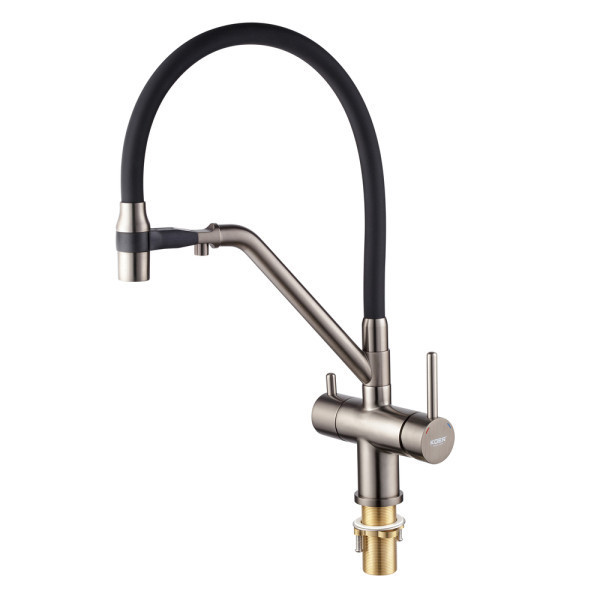 Кухонний змішувач KB-72006-07 з виходом для питної води колір графіт гнучкий вилив з підставкою (KR3382) Чернівці - фото 10