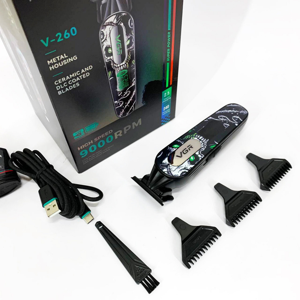 Перукарські машинки професійні VGR V-260, Перукарська машинка для бороди бездротова SJ-57 Київ - фото 2