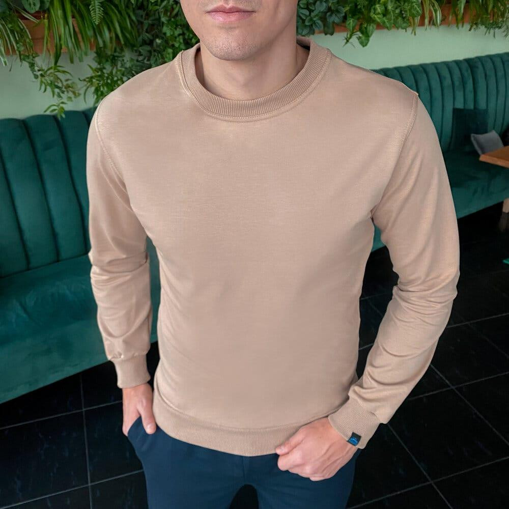 Світшот чоловічий однотонний бежевий Pobedov 001 Київ - фото 1