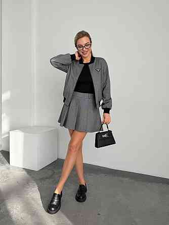 Женский стильный костюм двойка: бомбер на подкладке + юбка - шорты кашемир Одесса