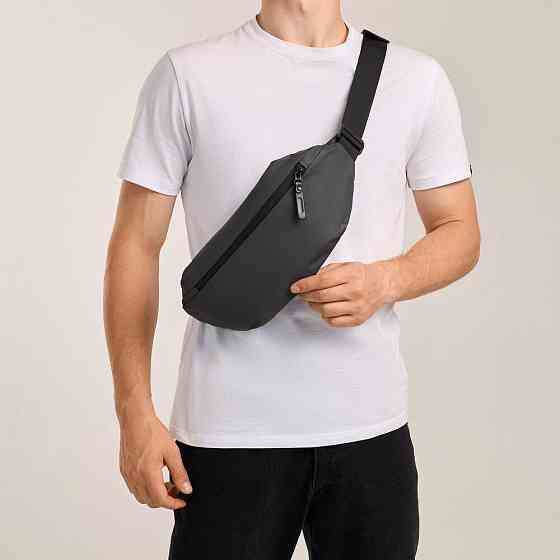 Чоловіча бананка нейлонова сумка сіра Pobedov Minimal Київ