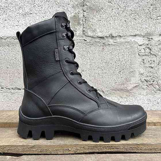 Чоловічі військові шкіряні берці демісезонні чорні, тактичні якісні шкіряні берці для ЗСУ Львів