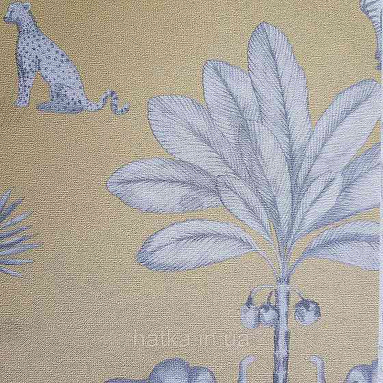 Шпалери флізелінові BN Doodleedo 0,53 х 10 м дитячі саванна слони, тигри поні пальми гірчичні Київ