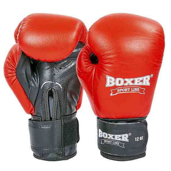 Рукавиці боксерські Еліт BOXER 10 oz Шкіра Вишневе