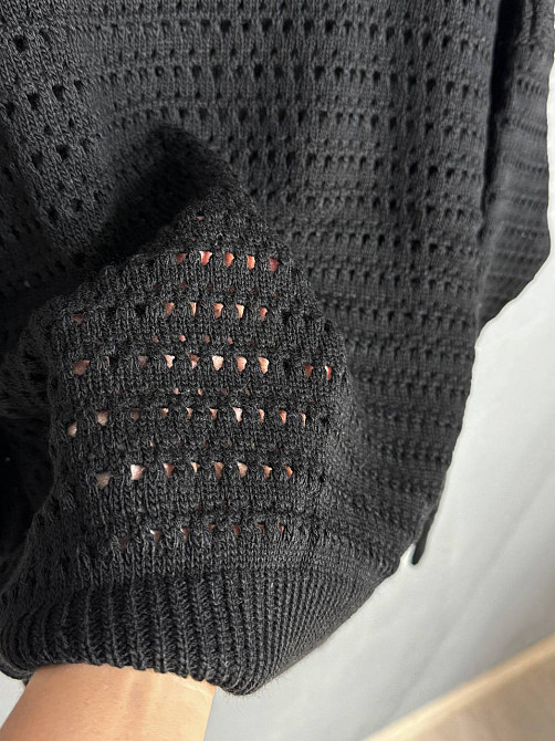 Свитер женский MIX RAY 6766 ажурная вязкая сетка прозрачный оверсайз, черный, one size Киев - изображение 15