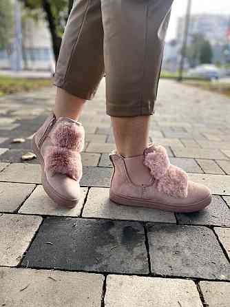 Ботинки женские LX17-219 пудра еко-замша зима высота 11см подошва 2см стелька 37р.-23.5см 39р.- Коломия