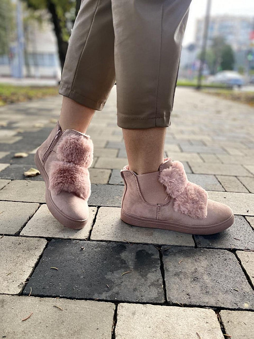 Ботинки женские LX17-219 пудра еко-замша зима высота 11см подошва 2см стелька 37р.-23.5см 39р.- Коломыя - изображение 3