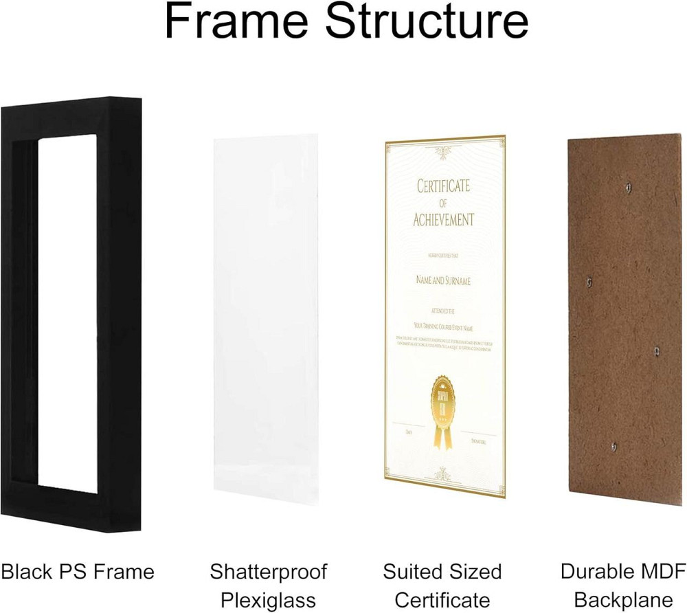 Рамка для фотографій, дипломів, сертифікатів 2 шт A4, дерев'яна чорна настінна з плексигласом GraduatePro 21x29 см Київ - фото 5