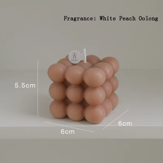 Свічка у формі бульбашковий куб у коричневому кольорі Кам'янець-Подільський