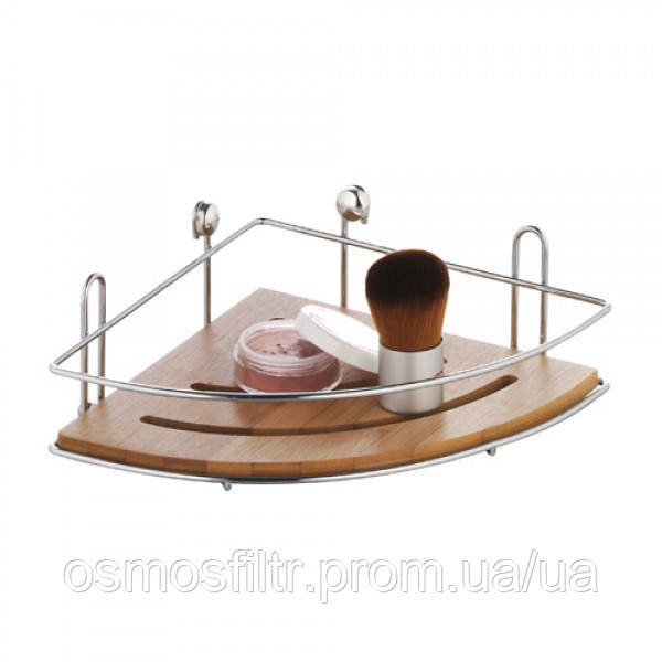 Полка угловая Axentia Бонья одноярусная хром сталь бамбук 20х20х8.5см (282092) Киев - изображение 1