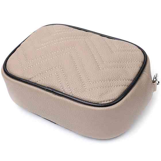 Жіноча вечірня сумка на ланцюжці з натуральної шкіри Vintage 22381 Бежева Київ