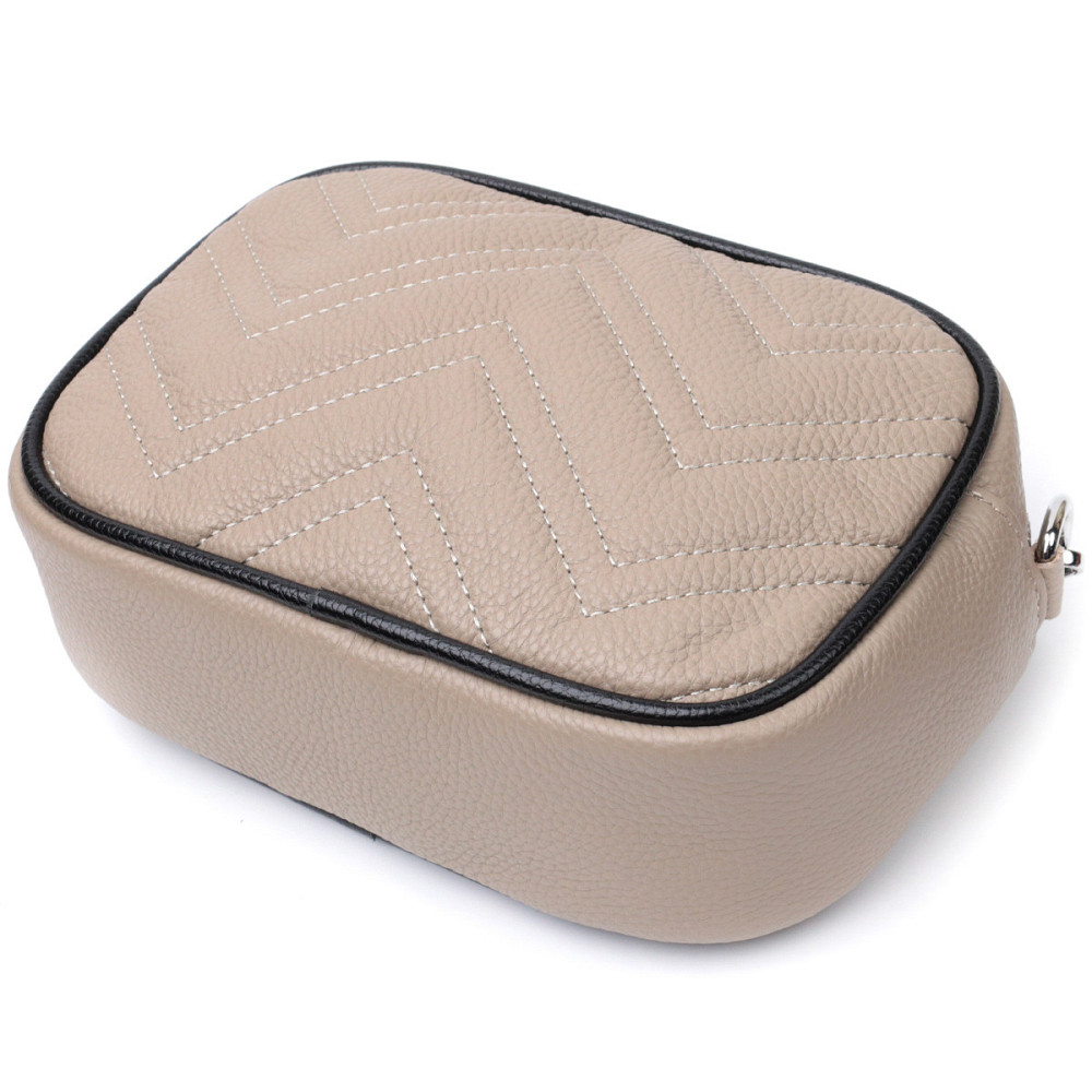 Жіноча вечірня сумка на ланцюжці з натуральної шкіри Vintage 22381 Бежева Київ - фото 5