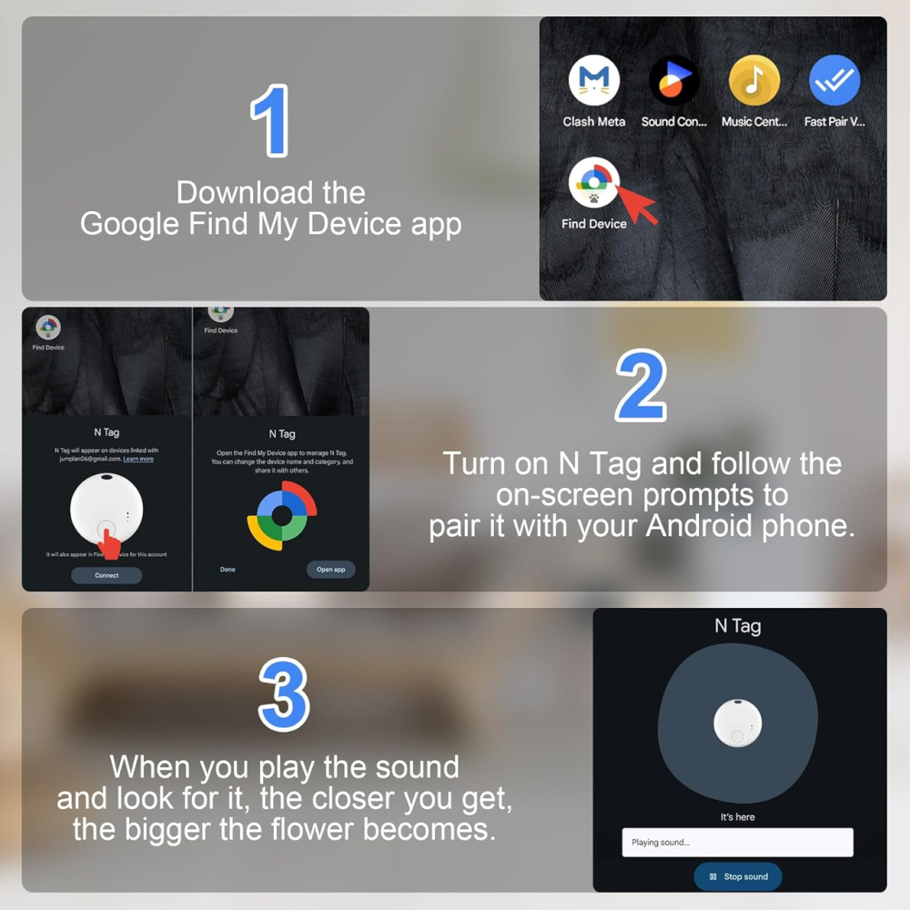 Комплект Bluetooth-трекерів Fortunepro (4 шт.) для Android: Пошук ключів та багажу через Google Find My Device, IP-захист, Black Київ - фото 6