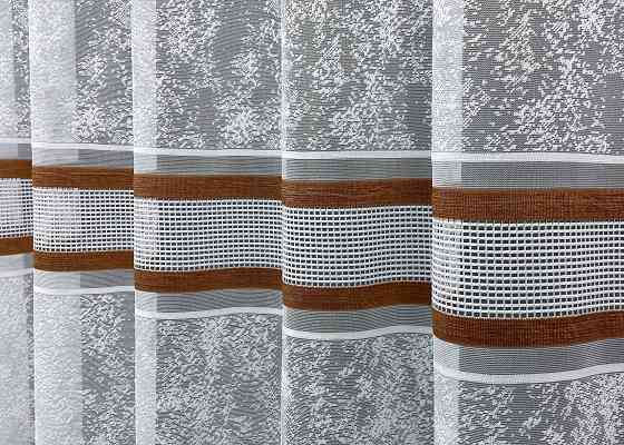 Тюль VR-Textil 1554т Cale Жакард мармур Білий з коричневим 125х270 см (49-335) Київ