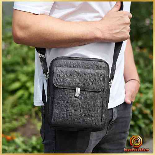 Мужская кожаная сумка черная Кожаный мужской мессенджер черный Tiding Bag Киев