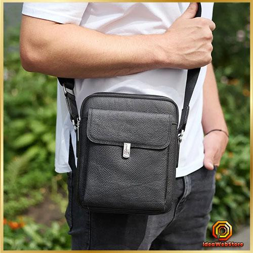 Мужская кожаная сумка черная Кожаный мужской мессенджер черный Tiding Bag Киев - изображение 1