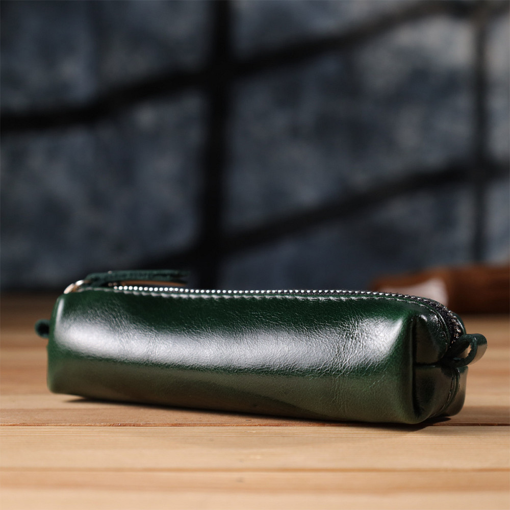 Практичная ключница из натуральной гладкой кожи GRANDE PELLE 22943 Зеленый Киев - изображение 9