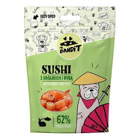 Ласощі для собак Містер Бандіт Mr.Bandit суші з кроликом і рибою для собак, 80 г Вінниця