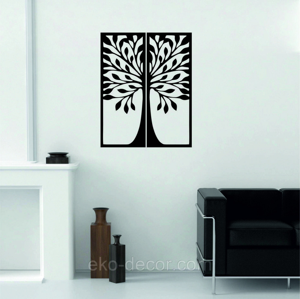 Декоративное настенное 3D Панно «Дерево» Декор на стену с объемом 70*55 (2 шт), Черный Киев - изображение 1