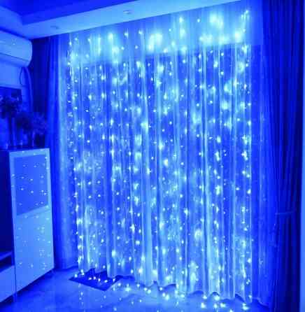 Гирлянда штора Водопад 240-B большая лампа 3D led blue 3х2м (силиконовый провод с удлинением) Винница