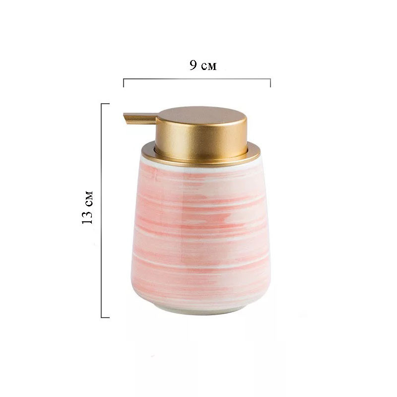 Дозатор керамический для жидкого мыла, моющих средств Bathlux 400 мл, для ванной и кухни Розовый Каменец-Подольский - изображение 2