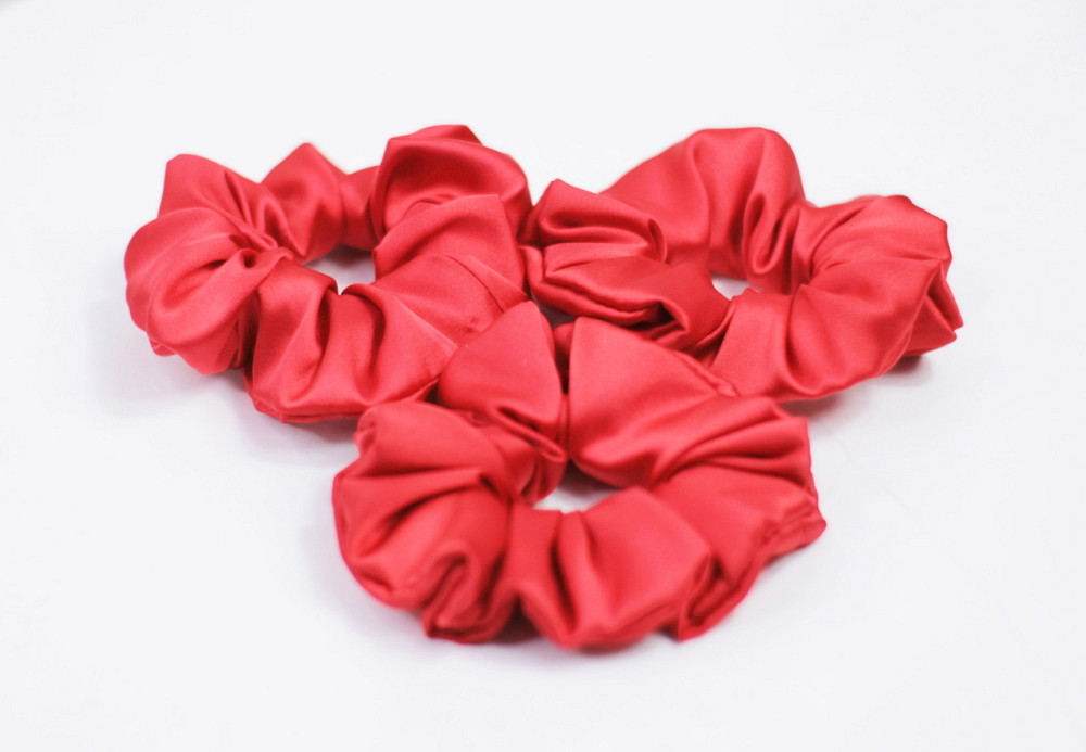 Скранч резинка для волос шелковая Красный Харьков - изображение 1
