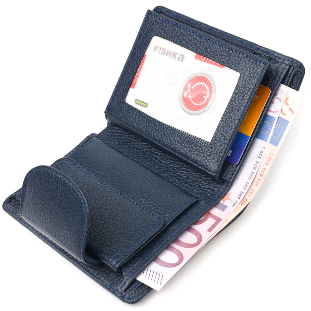 Интересный вертикальный кошелек из натуральной кожи Синий (CANPELLINI) Киев - изображение 1