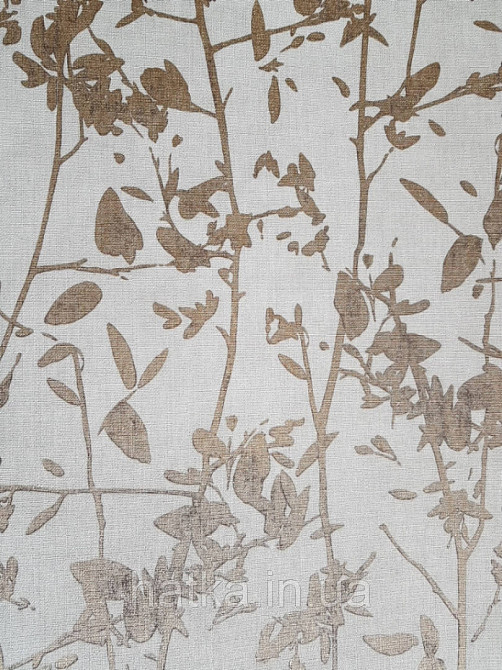 Ообои виниловые на флизелине Decoprint Moments MO22870 листья ветки золотые на светло бежевом фоне Киев - изображение 1