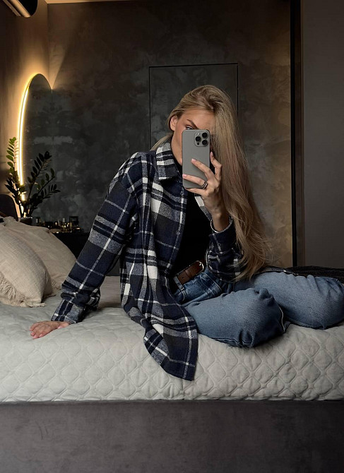 Женская базовая теплая клетчатая рубашка турецкий кашемир Джинс Одесса - изображение 2