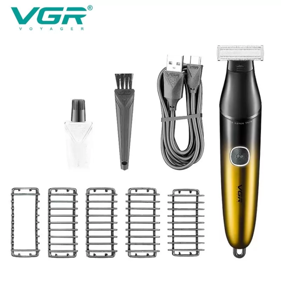 Бритва-тример для стриження бороди та вусів VGR V-339 (4 насадки) Золотистий Вінниця