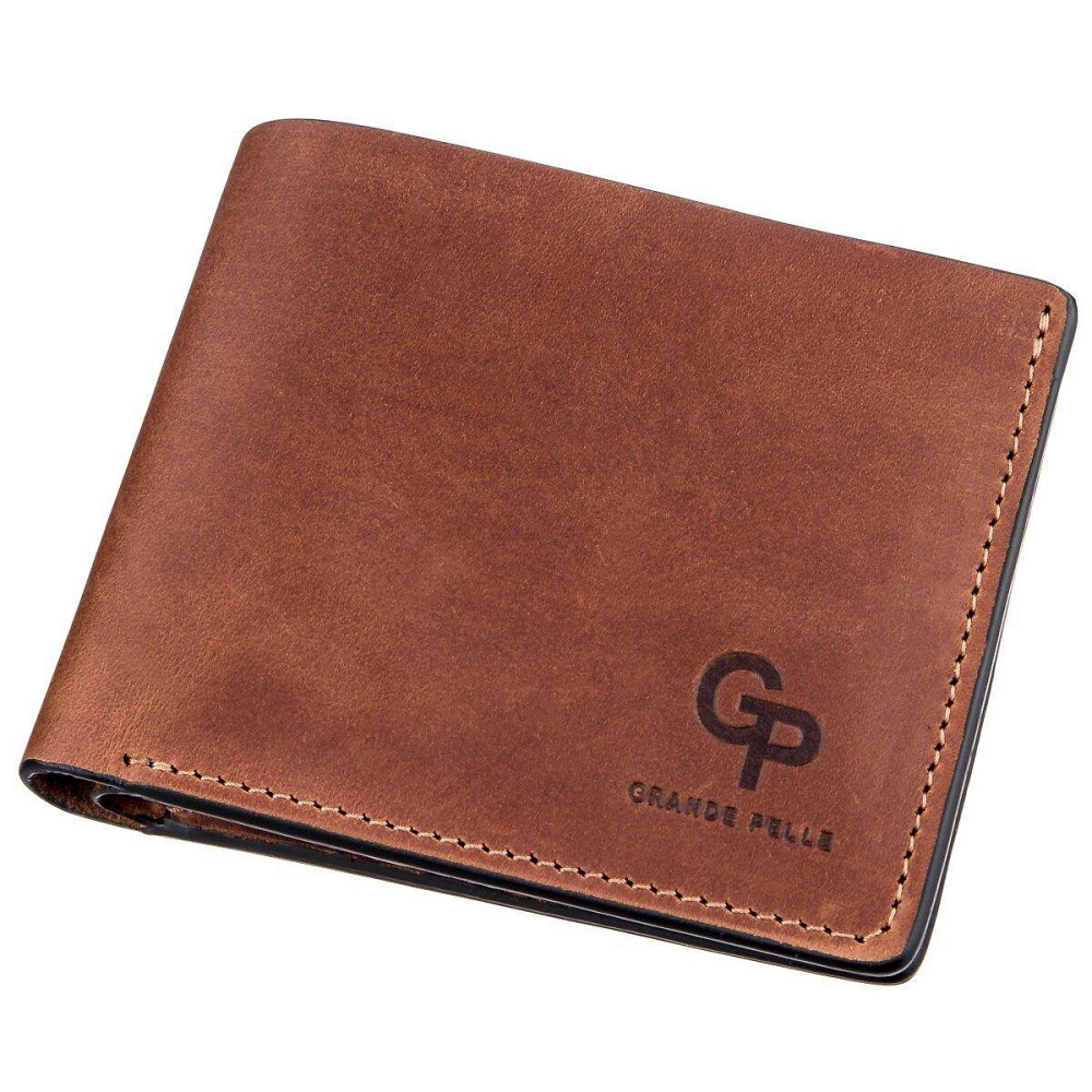 Стильне портмоне унісекс GRANDE PELLE 11236 Коричнева Київ - фото 1