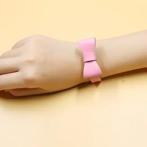 Розовый браслет из PU-кожи с бантом – нежный стильный аксессуар Киев