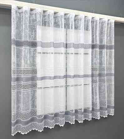 Короткий тюль VR-Textil 1947т Жакард Білий з сірим 300х145 см (42-0899) Київ