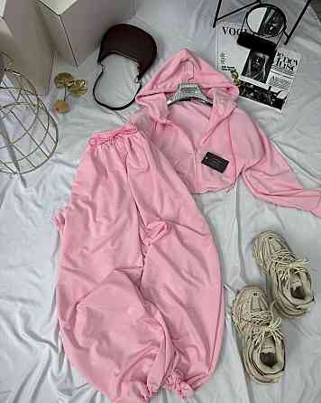 Женский прогулочный оверсайз костюм двойка: кофта и штаны двунитка Барби Одесса