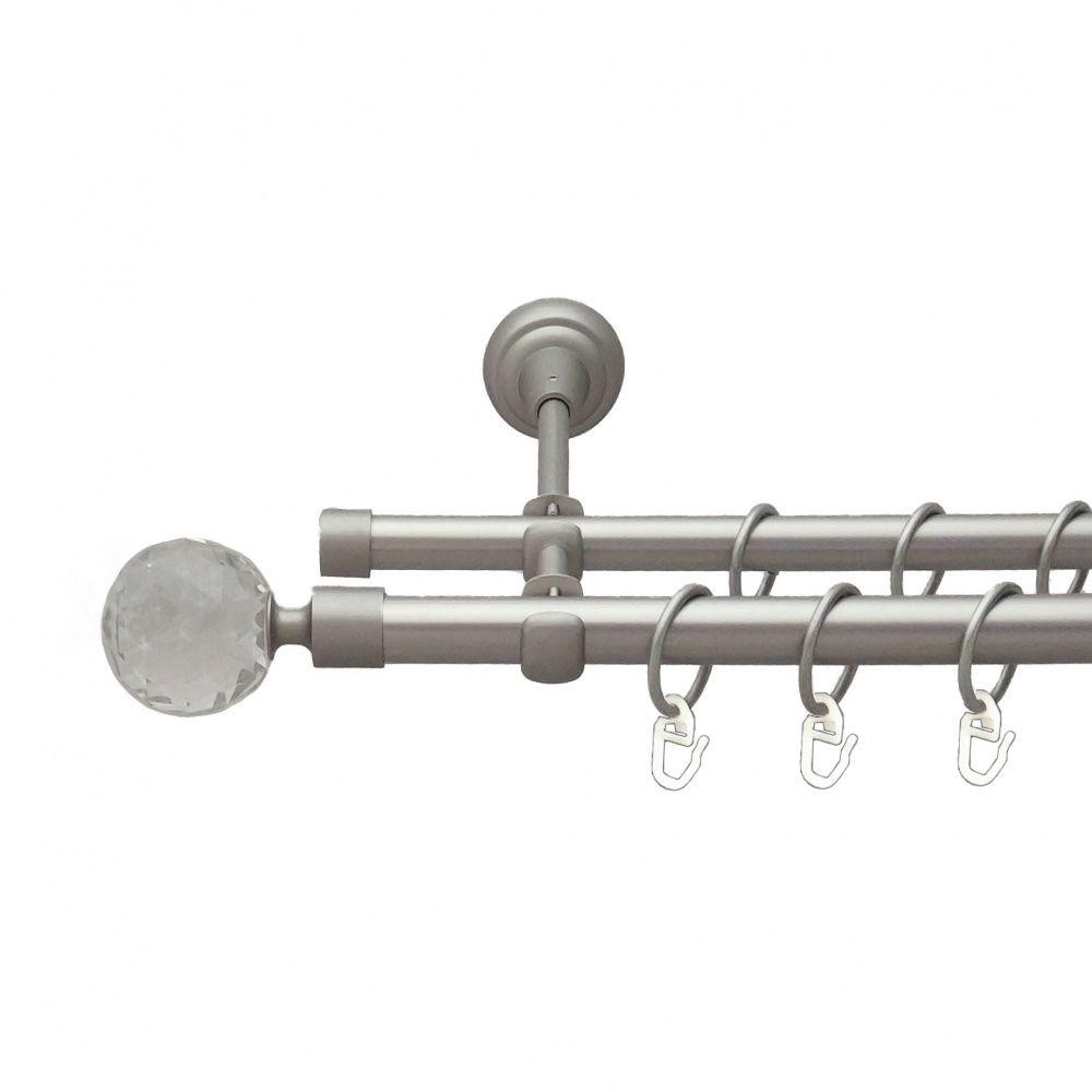 Карниз Orvit Люміера металевий дворядний відкритий гладка труба кільце металеве Сатин 19\16 мм 300 см Львов - изображение 1