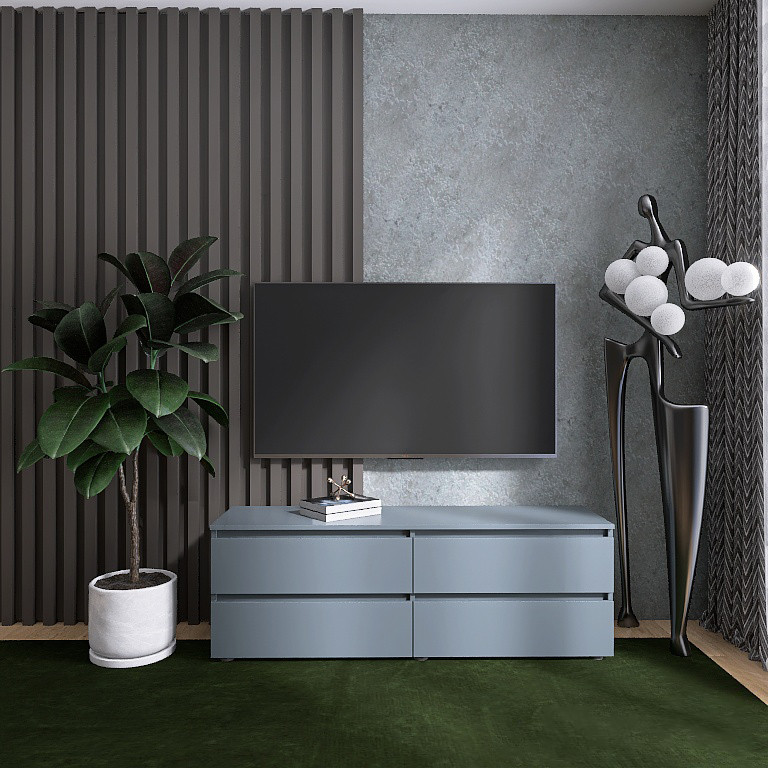 Тумба под телевизор Эверест ЛТВ-1400 Лайт 140х38х49 см Графит (DTM-4910) Львов - изображение 1