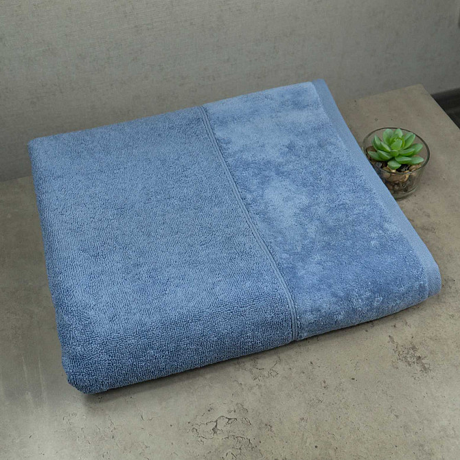 Набор полотенец велюр/махра 2шт GM Textile 50x90см, 70x140см Премиум качества Milado 550г/м2 (Синий) Сумы - изображение 4