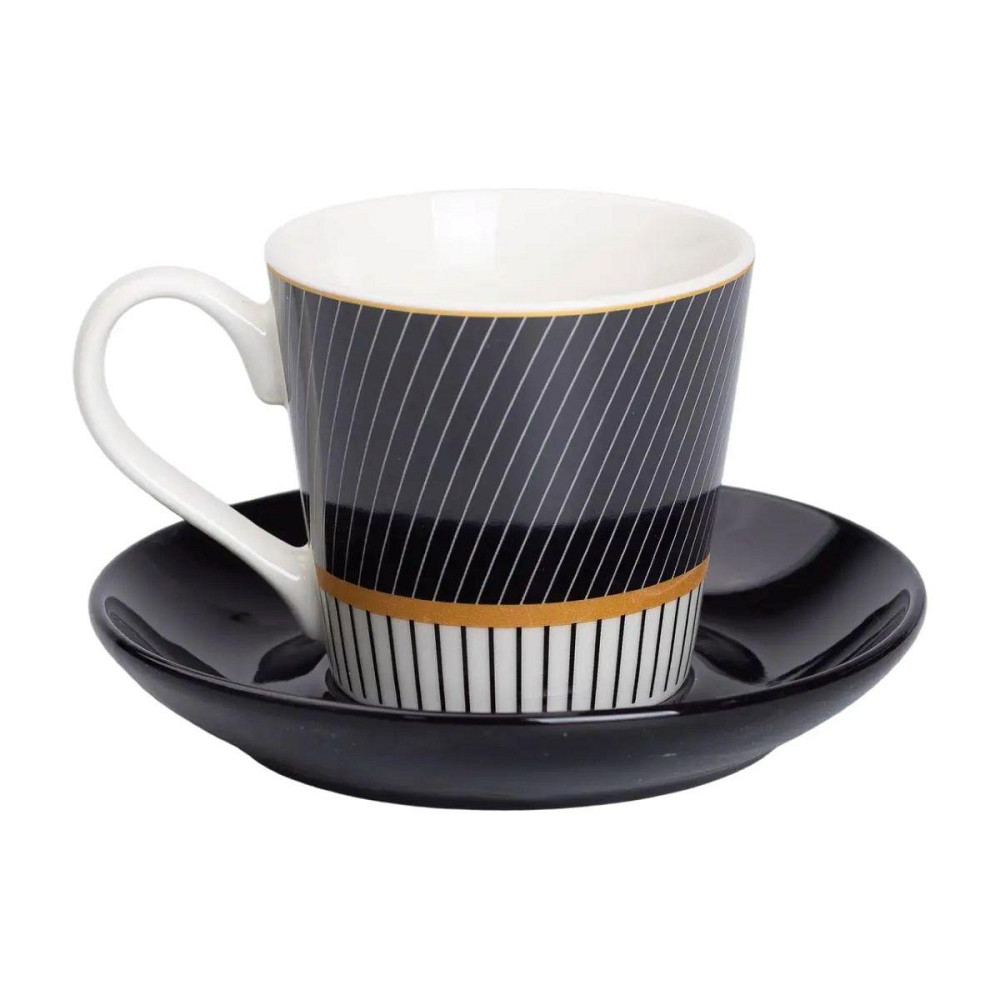 Фарфоровая чашка с черным блюдцем 200 мл RX-N24708BW Киев - изображение 1