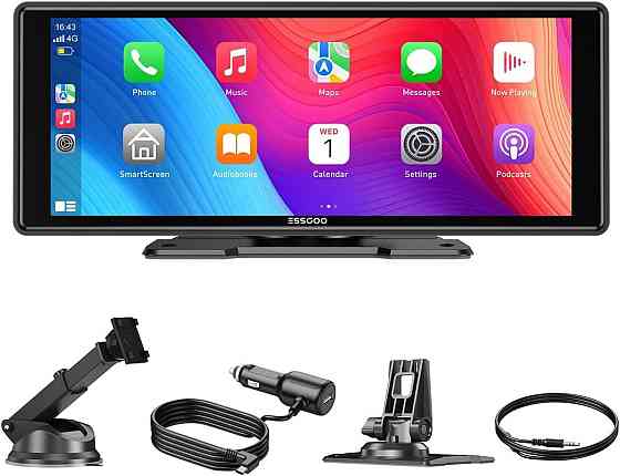 Автомобільний екран ESSGOO 10,26" монітор з CarPlay та Android Auto, дисплей з голосовим помічником, Київ