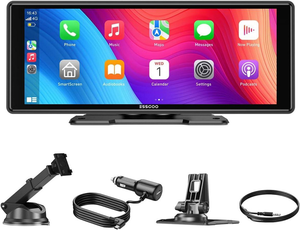 Автомобільний екран ESSGOO 10,26" монітор з CarPlay та Android Auto, дисплей з голосовим помічником, AUX, FM Карплей Київ - фото 1