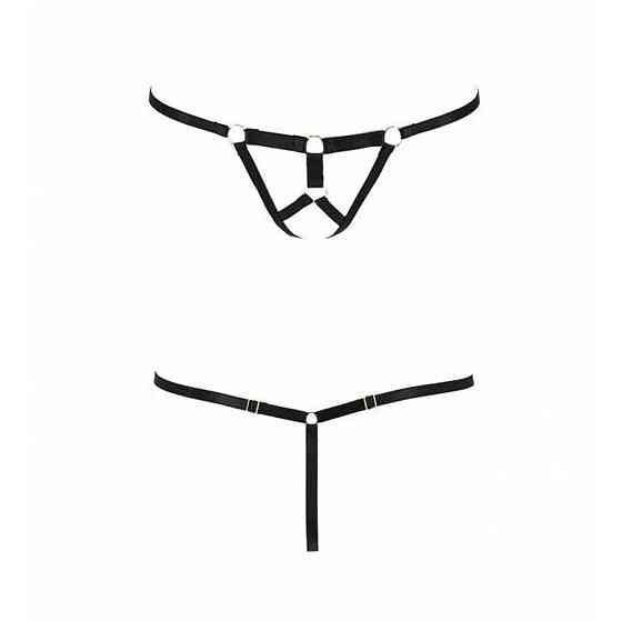 Трусики стрінги зі стреп Passion Exclusive ARMANDA THONG L/XL, black Sex Aura Київ