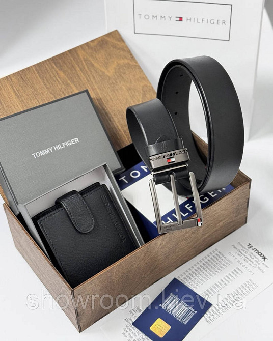 Чоловічий подарунковий набір ремінь та портмоне в дерев'яній коробці TH (073) Київ - фото 7