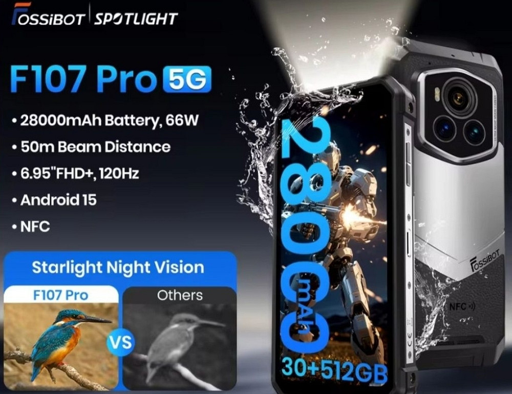 FOSSiBOT F107 Pro 12+18/512 ГБ Захищений Смартфон/28000 mAh/NFC/HD IPS. Київ - фото 8