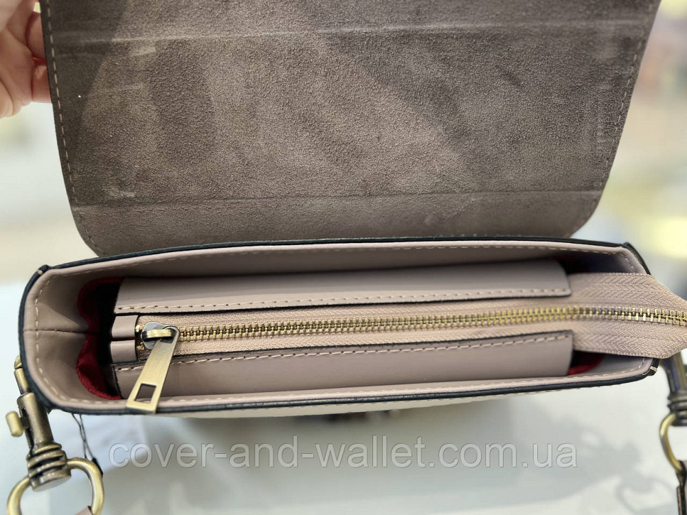 Женская сумка кросс-боди в стиле селин из гладкой кожи черного цвета Virginia Conti Киев - изображение 10